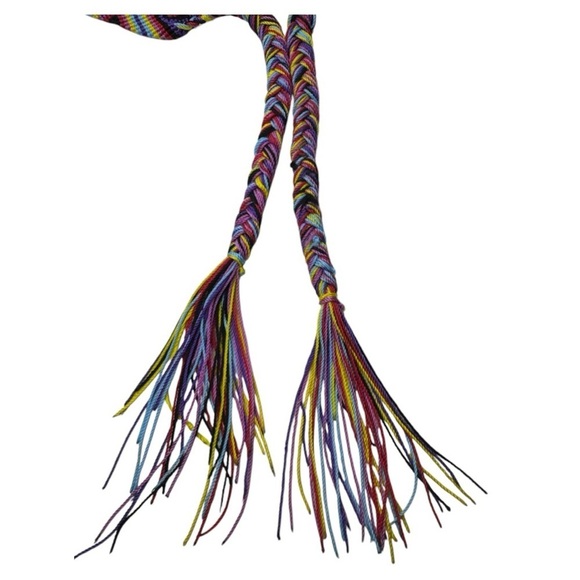 FTWWL Bright Multicolor Cotton Fringe Woven Belt - Picture 7 of 14